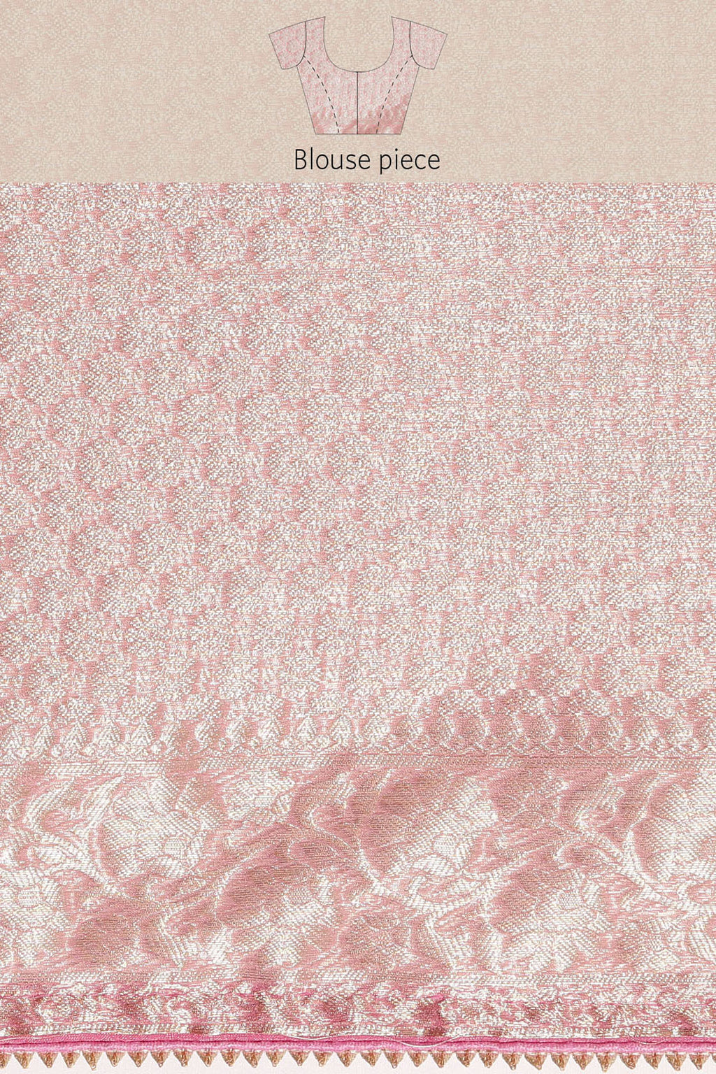 Pink Handcrafted Floral Zari Organza Banarasi Saree