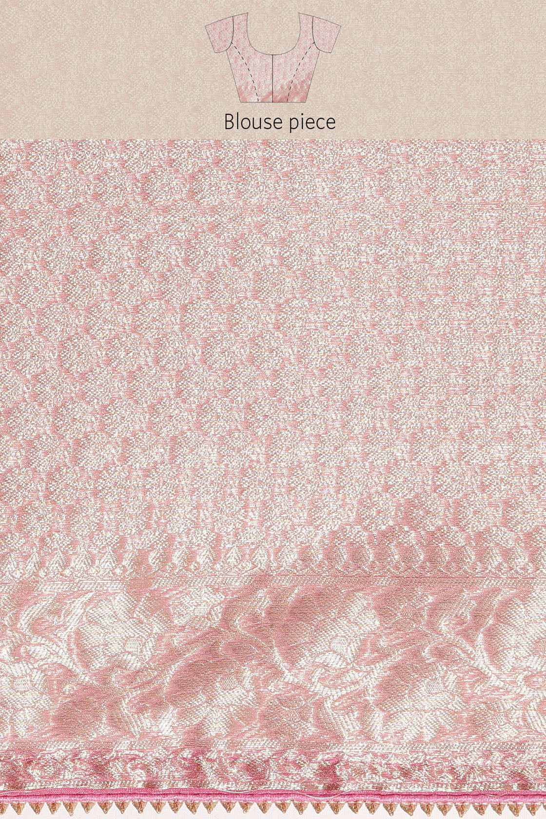 Pink Handcrafted Floral Zari Organza Banarasi Saree