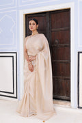 Beige Embellished Crinkle Tissue Saree