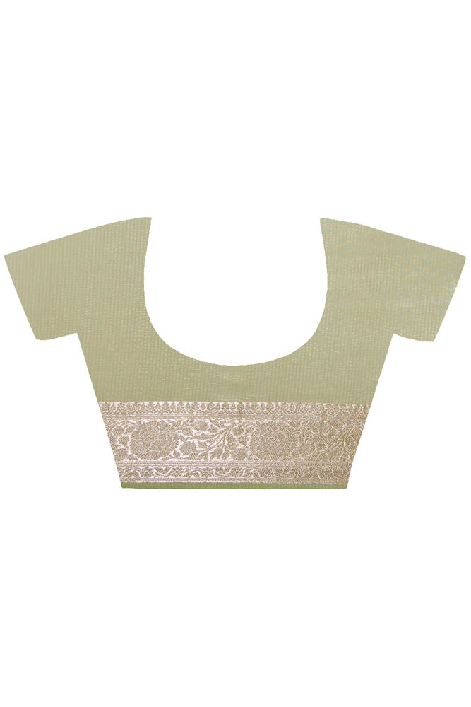 Green Crinkled Tissue Saree
