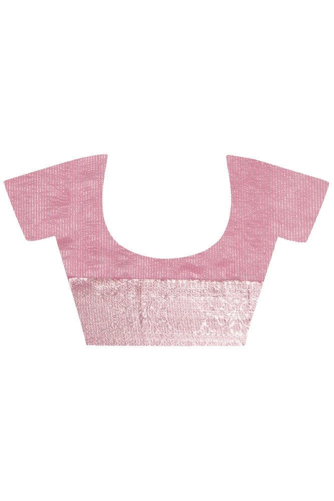 Pink Crinkled Tissue Saree