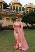 Pink Crinkled Tissue Saree