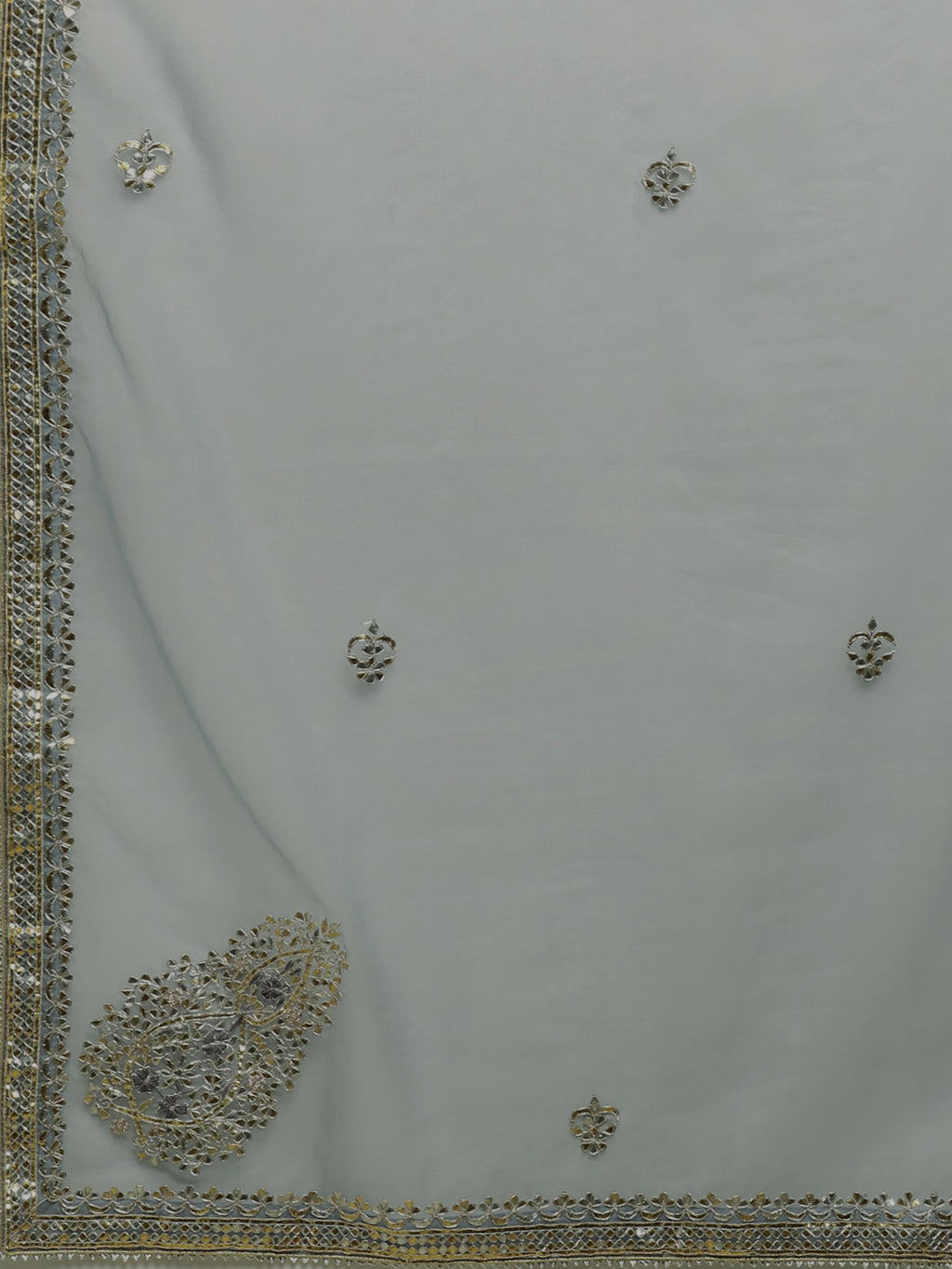 Grey Handcrafted Gota Patti Organza Saree