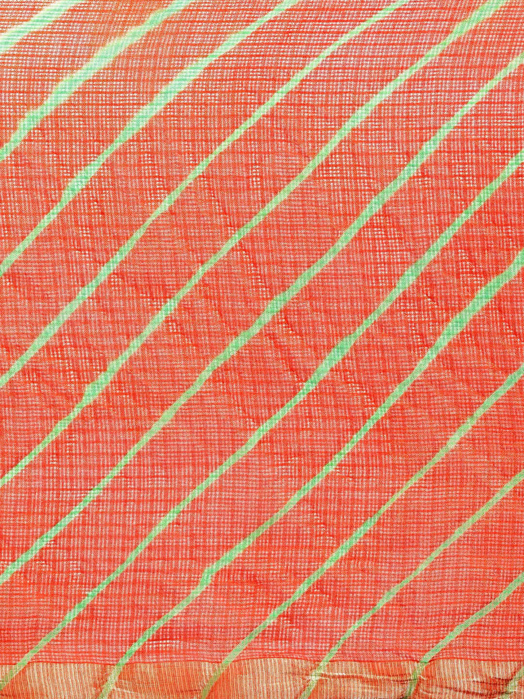Dyed Orange Leheriya Kota Doria Saree