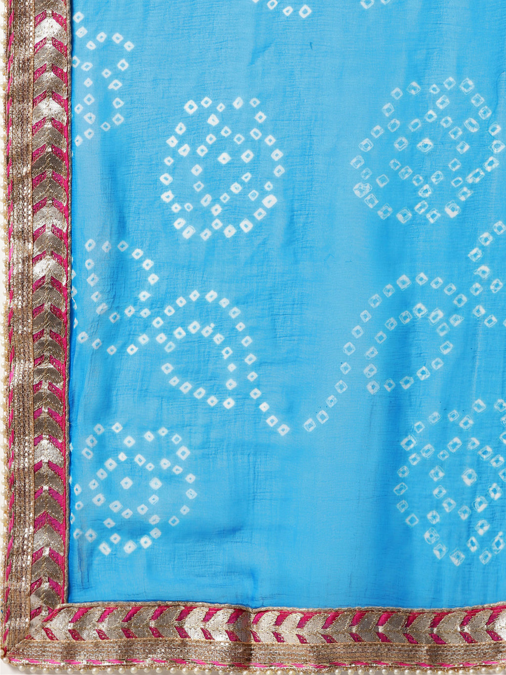 Bandhani Leheriya Embroidered Saree With Unstitched Blouse Piece