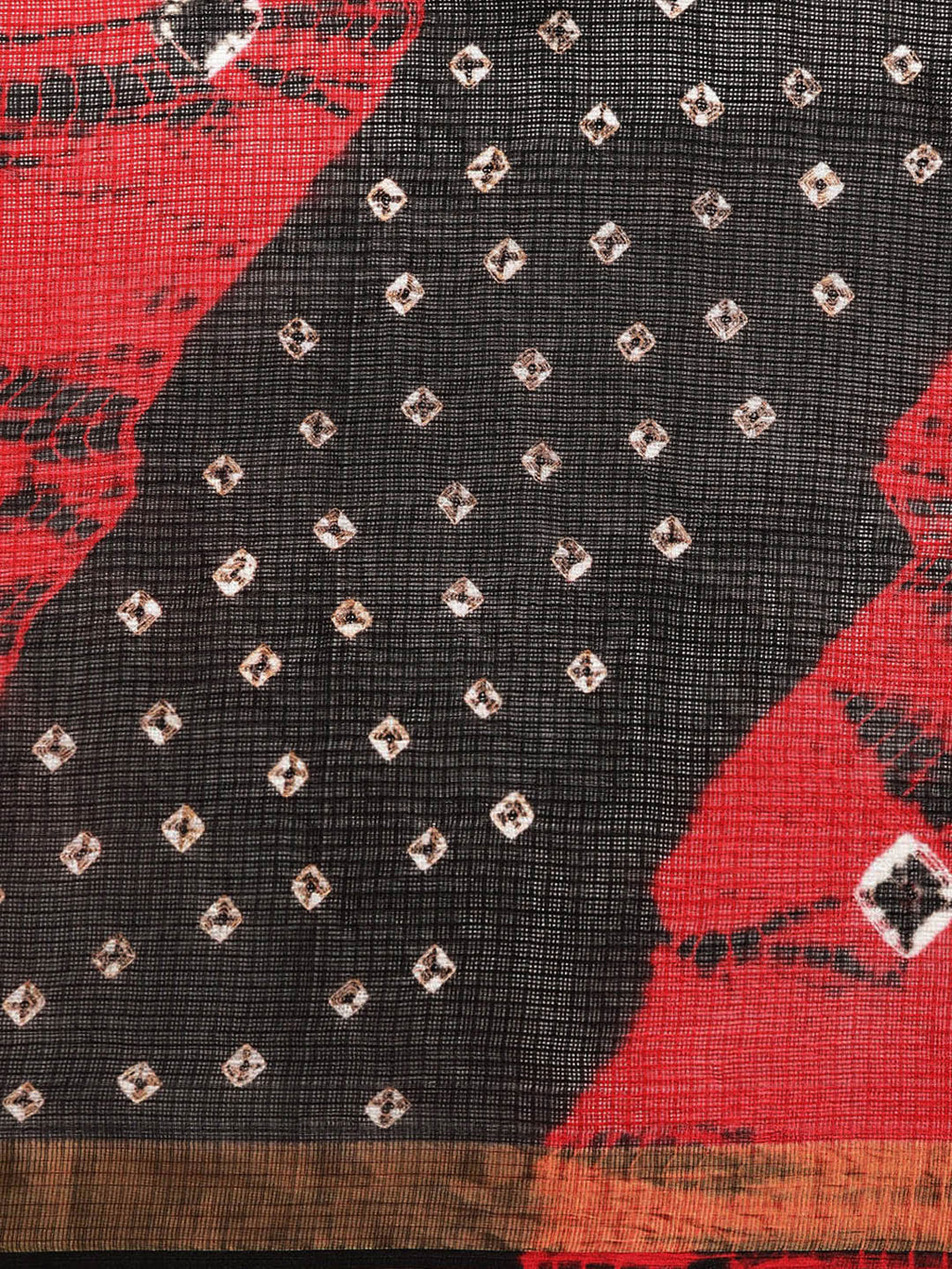 Red & Black Bandhani Art Silk Saree