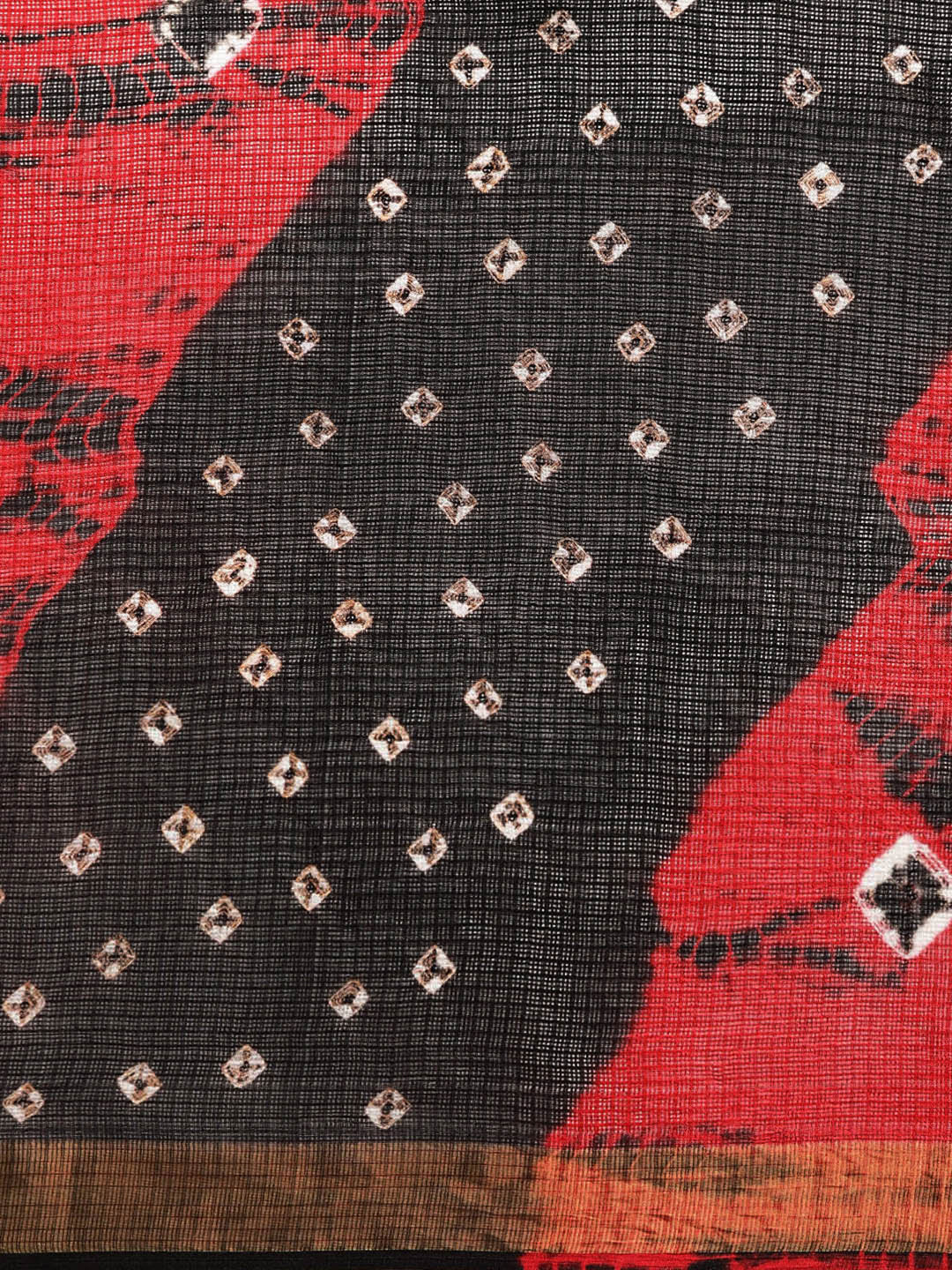 Red & Black Bandhani Art Silk Saree