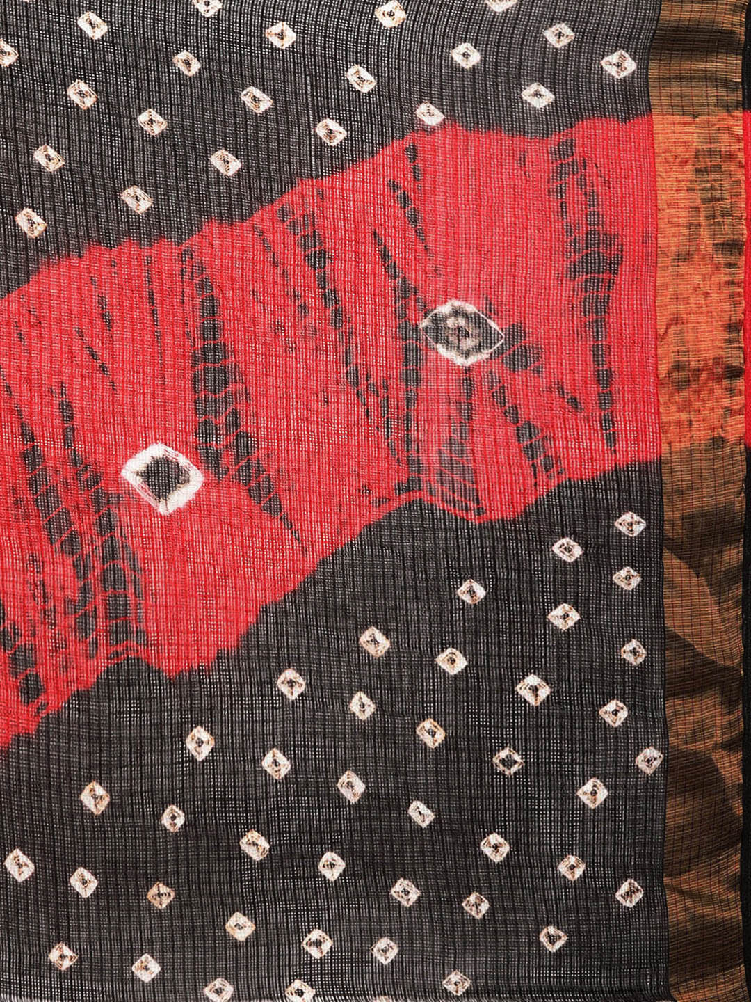 Red & Black Bandhani Art Silk Saree