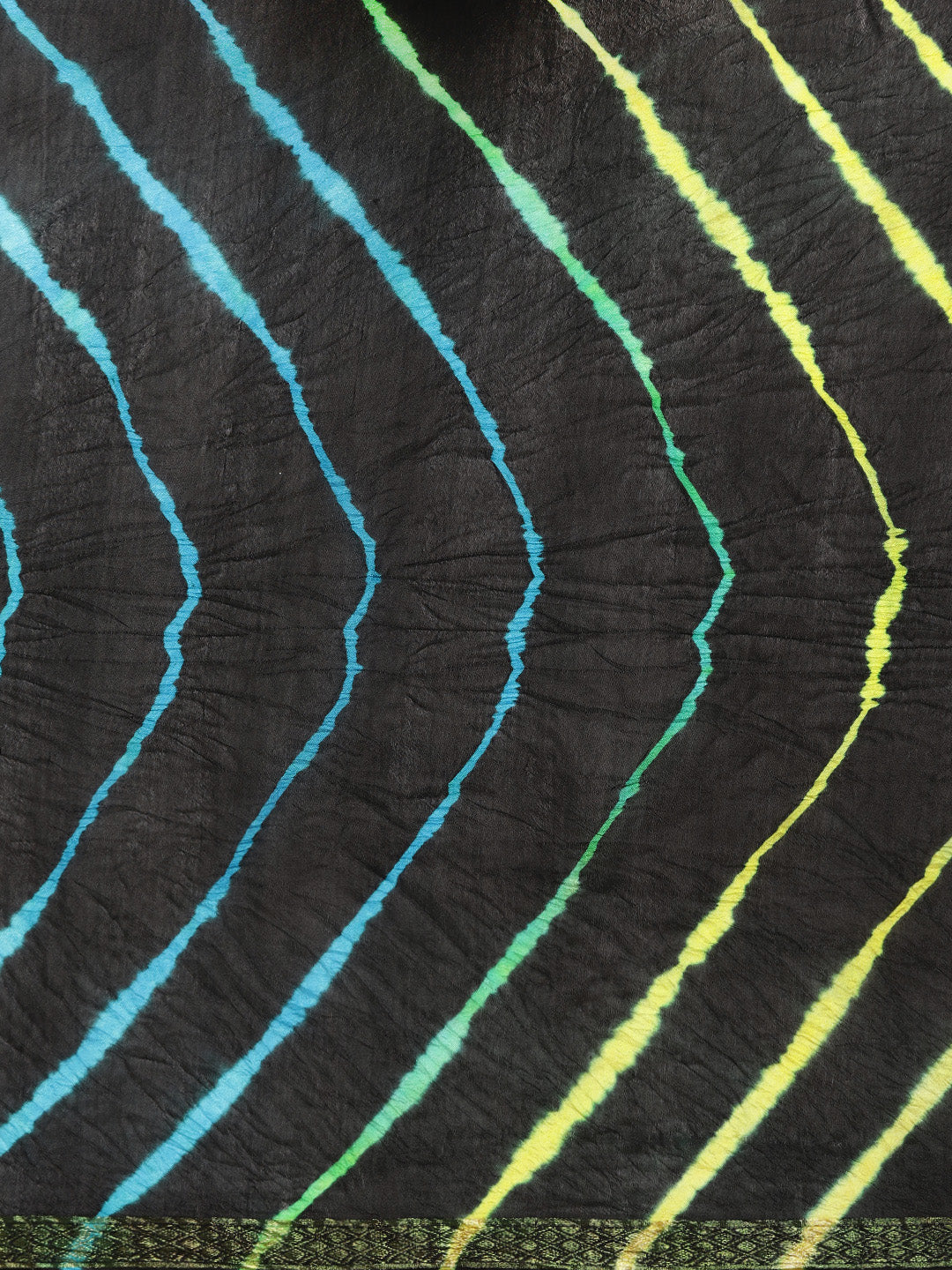 Black Hand Dyed Leheriya Art Silk Saree