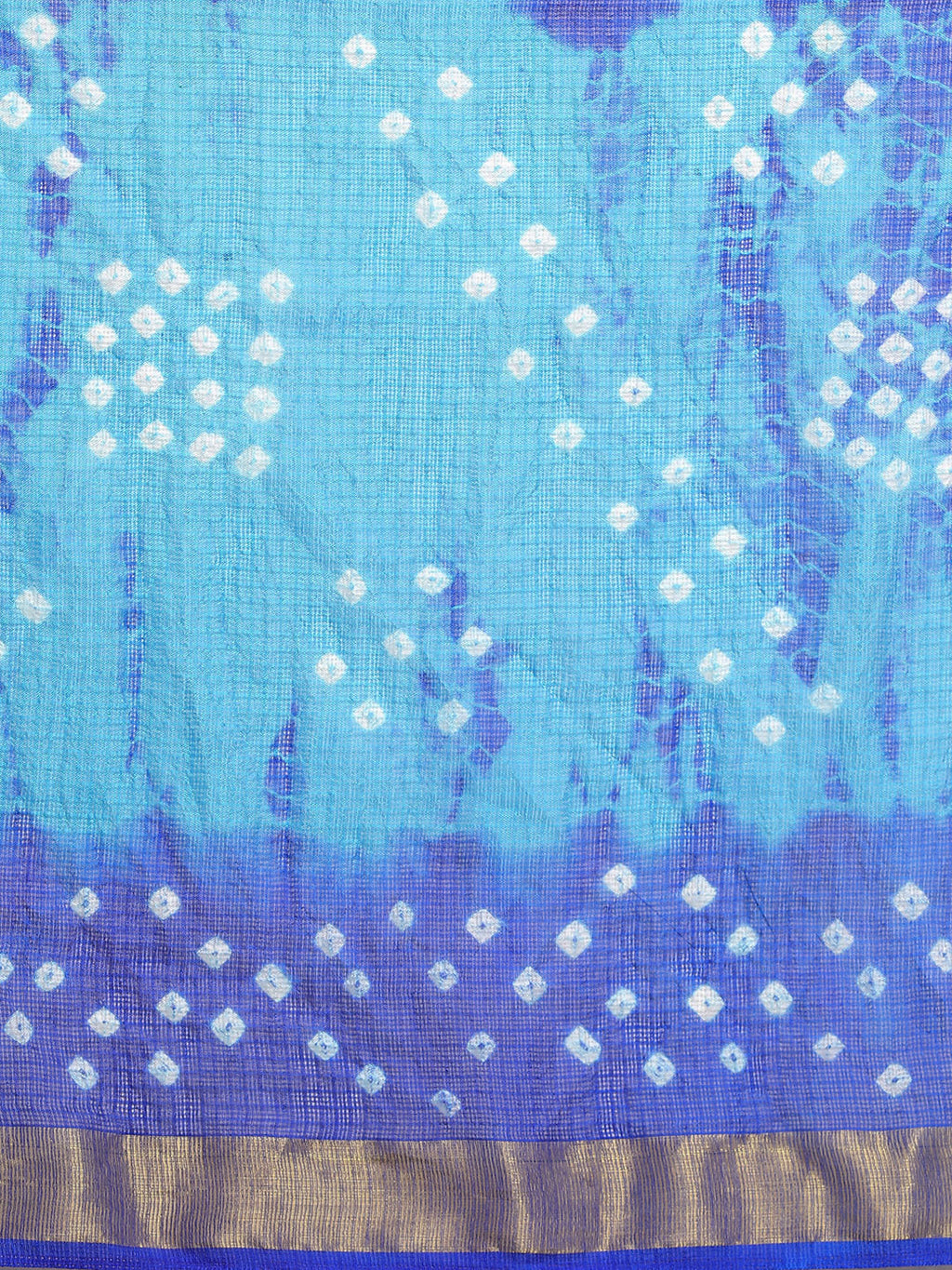 Blue Bandhani Printed Kota Doria Silk Saree