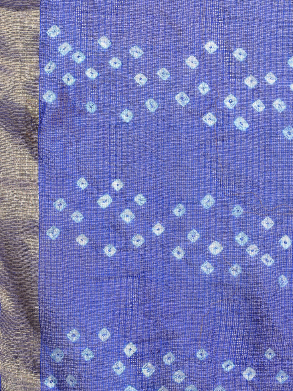 Blue Bandhani Printed Kota Doria Silk Saree