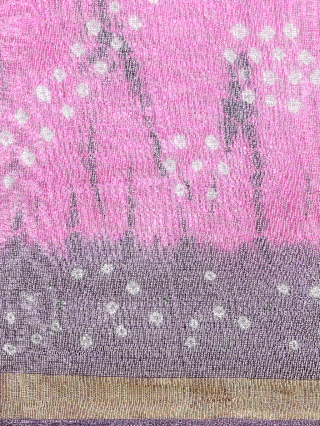 Pink & Grey Hand Dyed Kota Doria Silk Saree