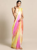 Yellow Hand Dyed Zari Border Kota Doria Silk Saree