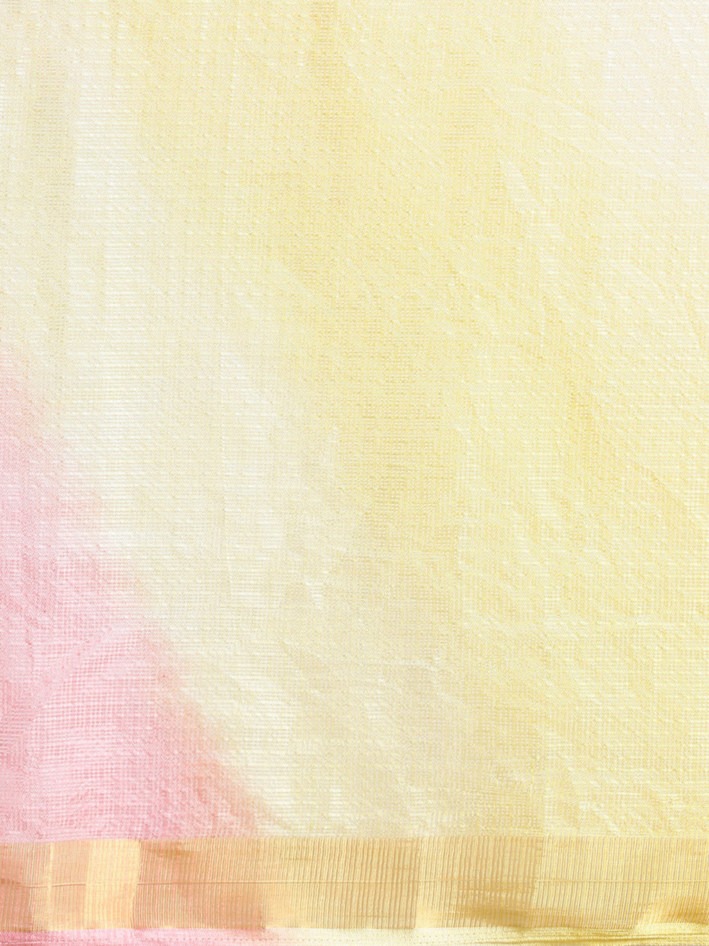 Yellow Hand Dyed Zari Border Kota Doria Silk Saree