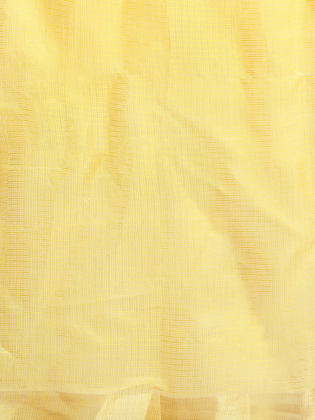 Yellow Hand Dyed Zari Border Kota Doria Silk Saree
