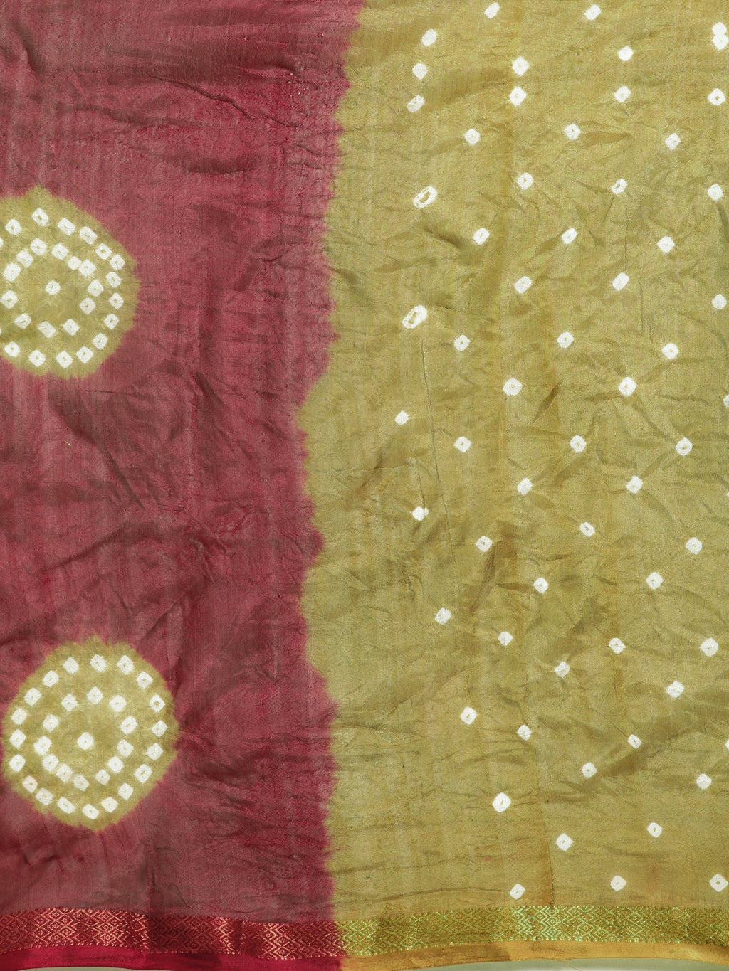 Maroon Bandhani Zari Border Art Silk Saree