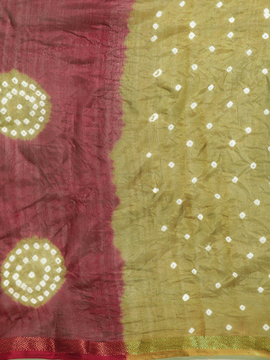 Maroon Bandhani Zari Border Art Silk Saree