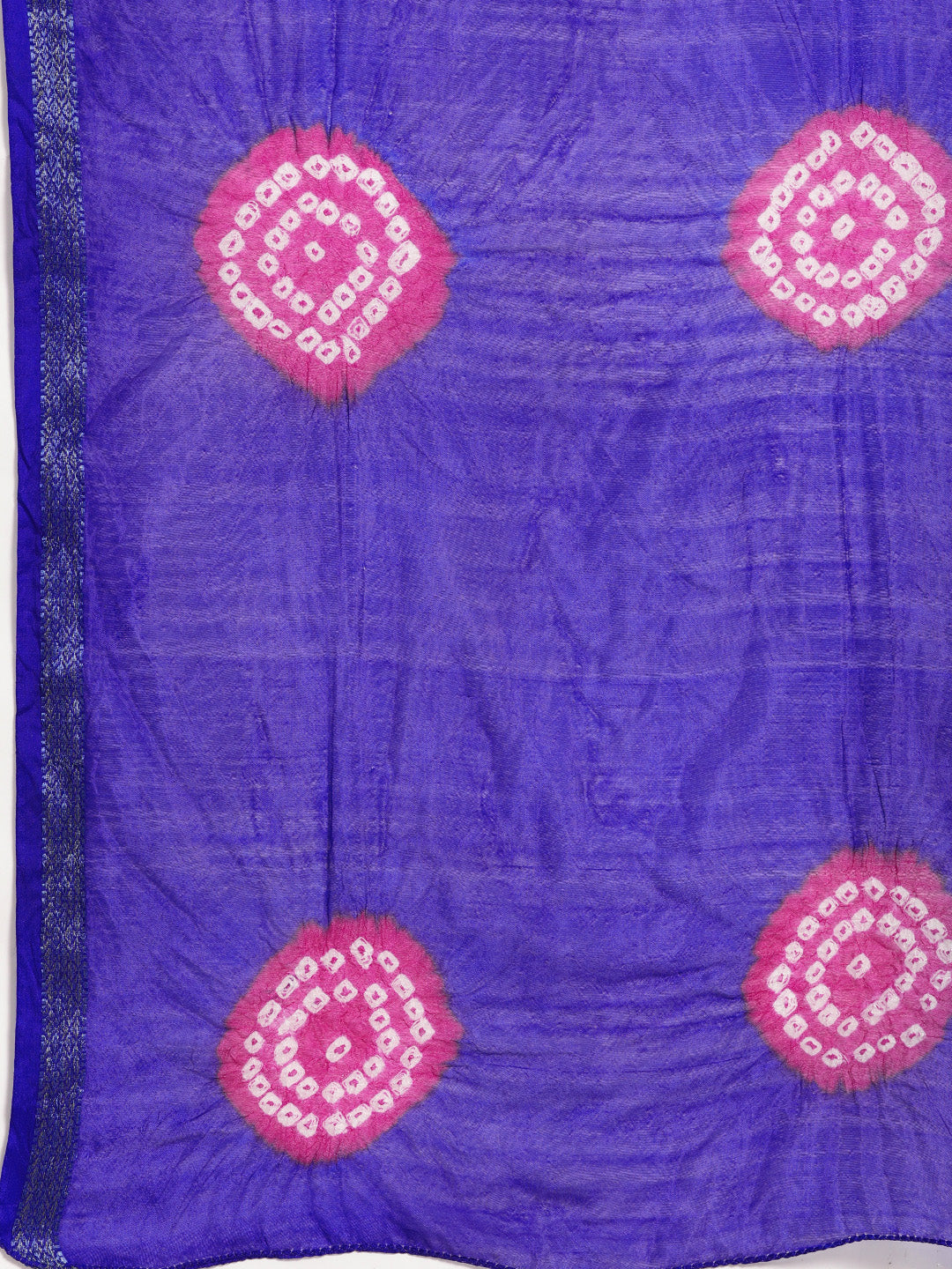 Blue & Pink Handcrafted Bandhani Art Silk Saree
