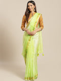 Green Shaded Zari Border Kota Doria Silk Saree