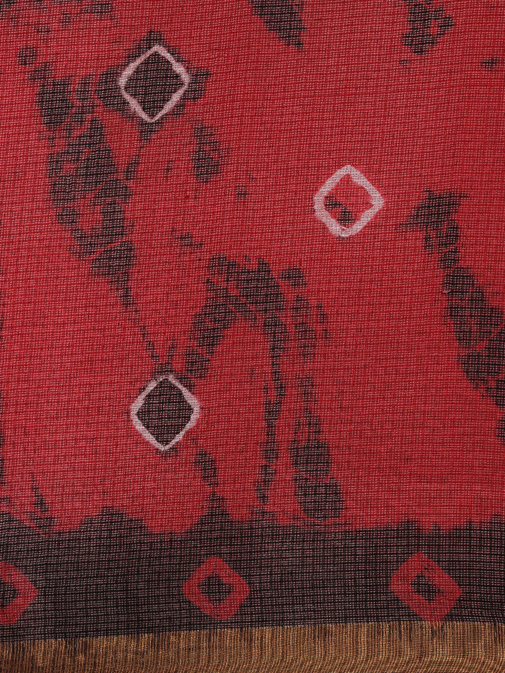 Hand Dyed Black & Red Bandhani Kota Silk Saree