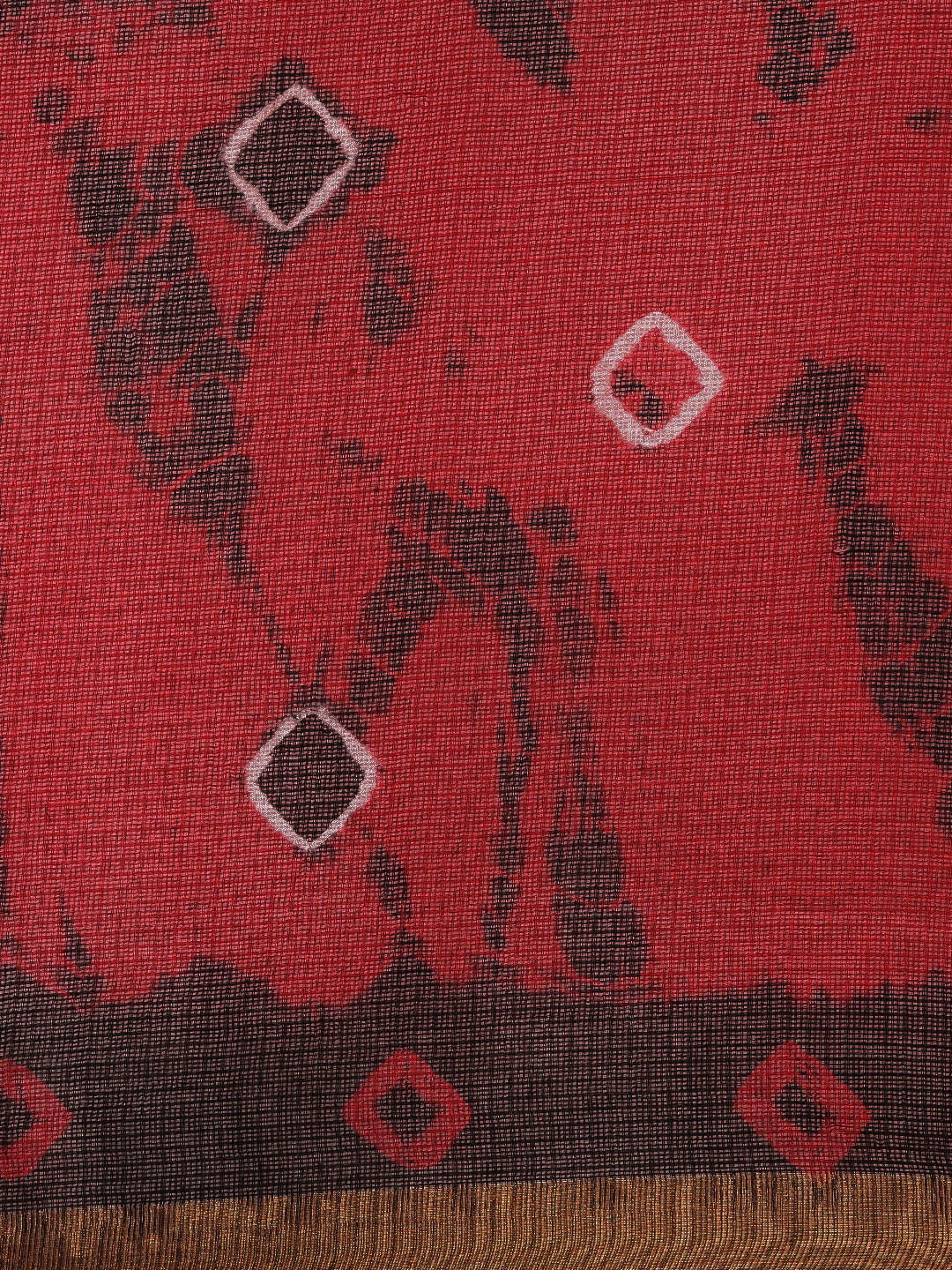 Hand Dyed Black & Red Bandhani Kota Silk Saree