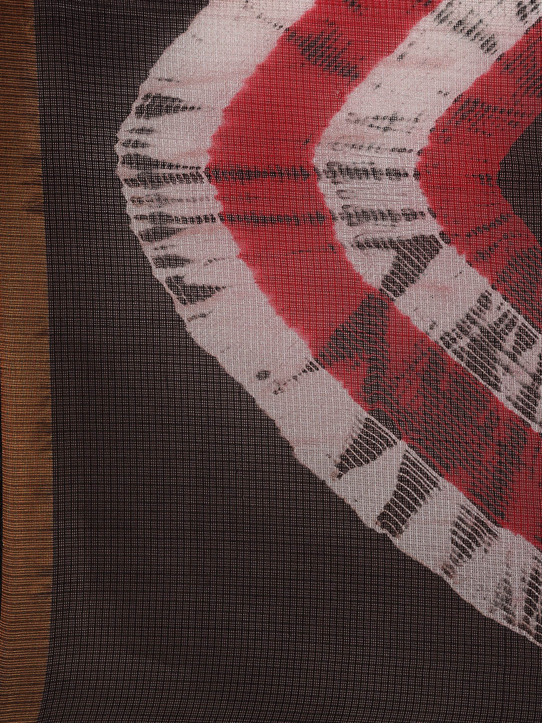 Hand Dyed Black & Red Bandhani Kota Silk Saree