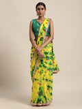 Yellow Shibori Print Hand Gota Work Chiffon Saree