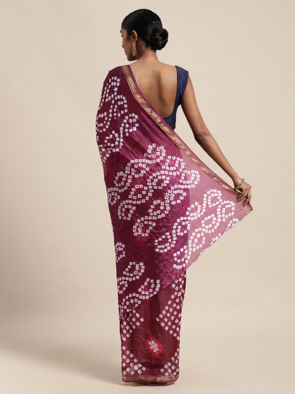 Maroon Bandhani Printed Art Silk Saree