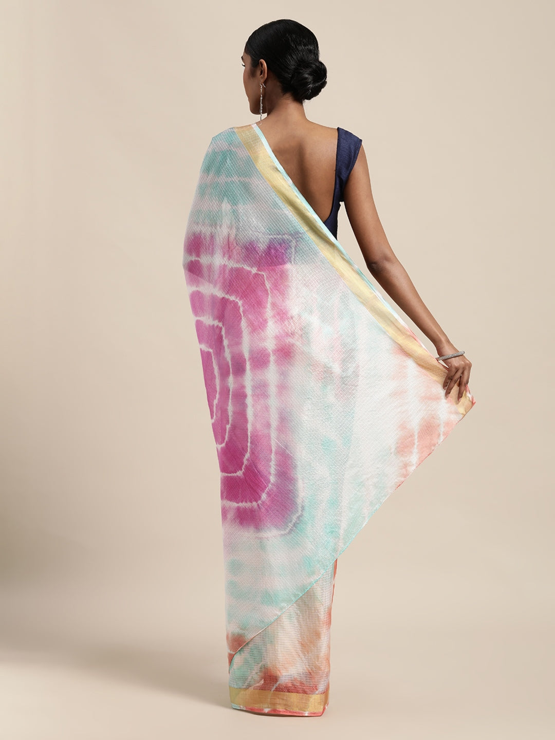 Multi-Coloured Dyed Art Silk Bandhani Saree