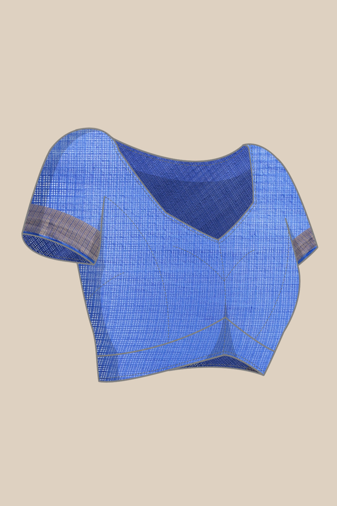 Blue Hand Dyed Leheriya Zari Border Kota Doria Silk Saree