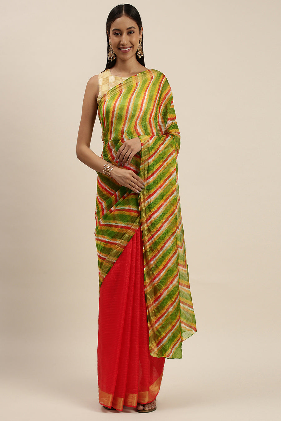Shaded Hand Dyed Leheriya Zari Border Kota Doria Silk Saree