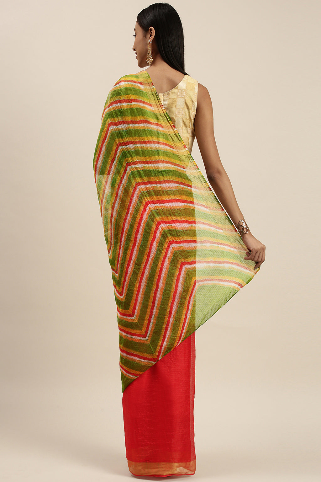 Shaded Hand Dyed Leheriya Zari Border Kota Doria Silk Saree