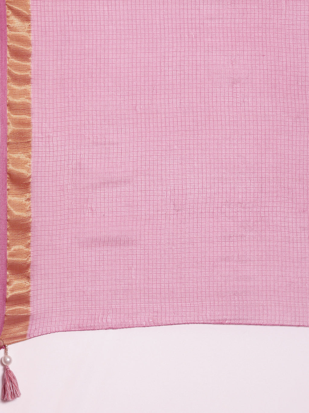 Peach Hand Dyed Leheriya Zari Border Kota Doria Silk Saree