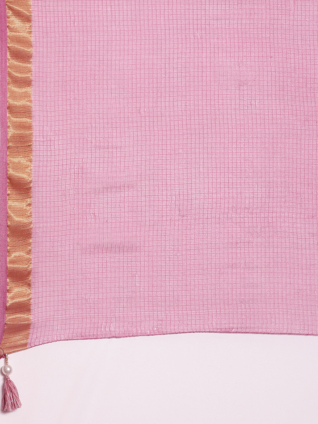 Peach Hand Dyed Leheriya Zari Border Kota Doria Silk Saree