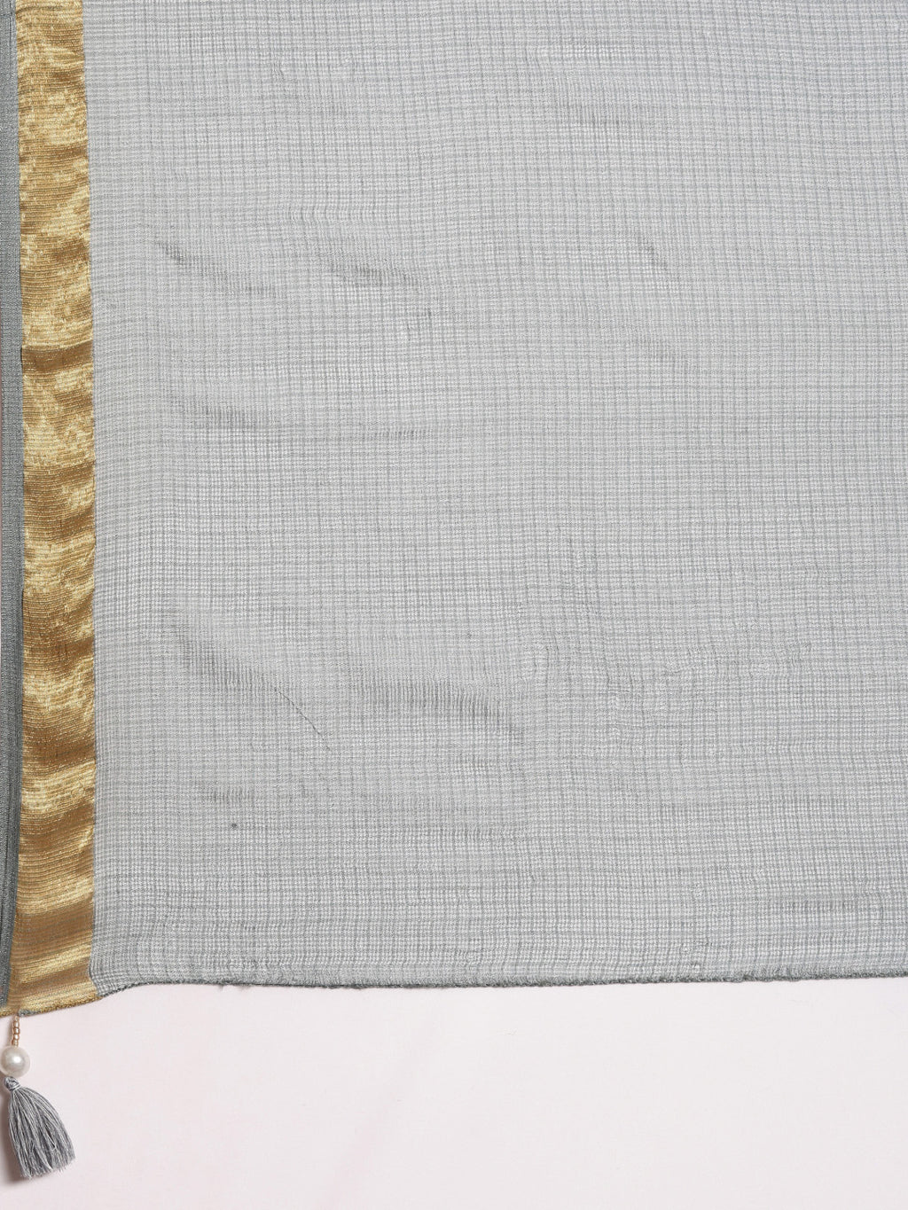 Grey Hand Dyed Leheriya Zari Border Kota Doria Silk Saree