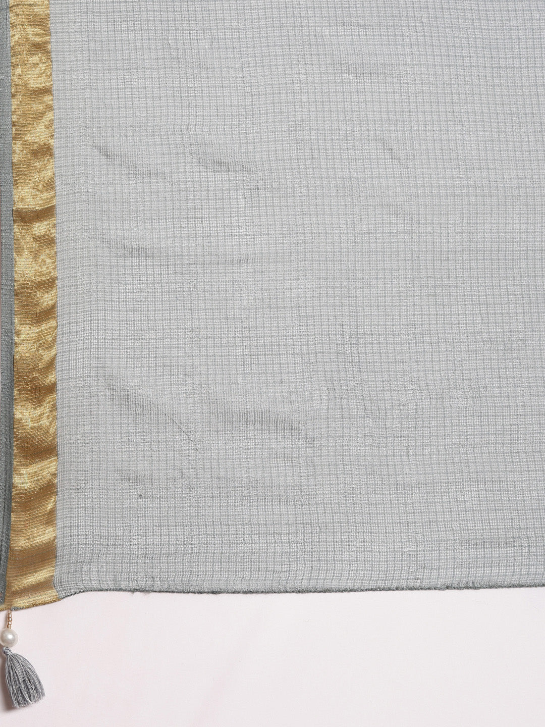 Grey Hand Dyed Leheriya Zari Border Kota Doria Silk Saree