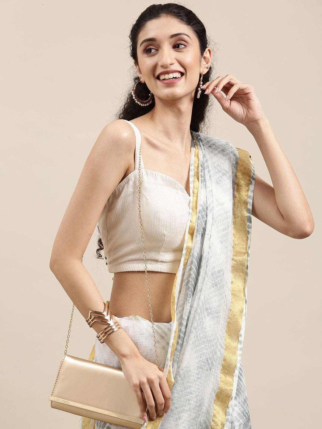 Grey Hand Dyed Leheriya Zari Border Kota Doria Silk Saree