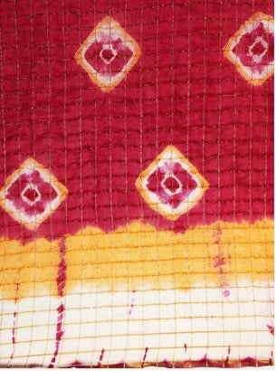 Red Bandhani Art Silk Saree With Zari Border