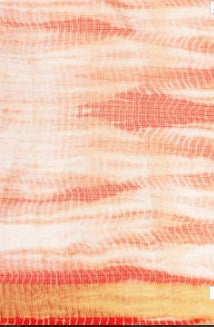 Peach Shibori Print Zari Border Kota Doria Silk Saree
