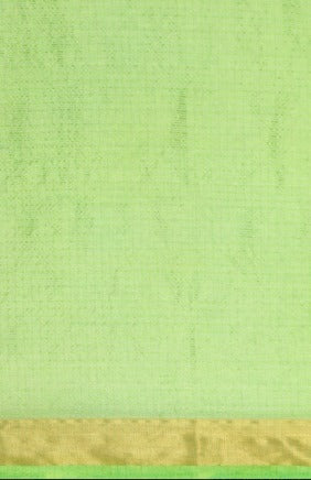 Green Shibori Print Zari Border Kota Doria Silk Saree