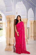 Pink Chiffon Ruffle Saree