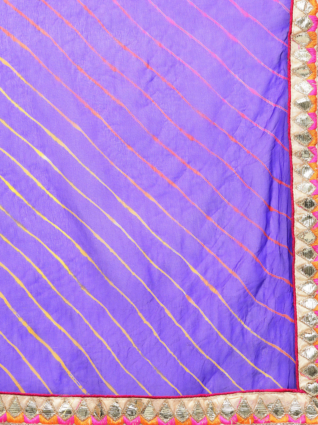 Blue Hand Dyed Leheriya Gota Work Georgette Saree