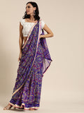 Purple Bandhani Poly Georgette Saree