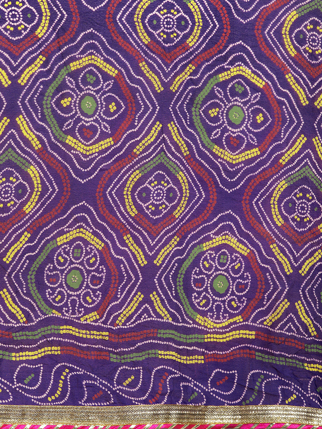 Purple Bandhani Poly Georgette Saree
