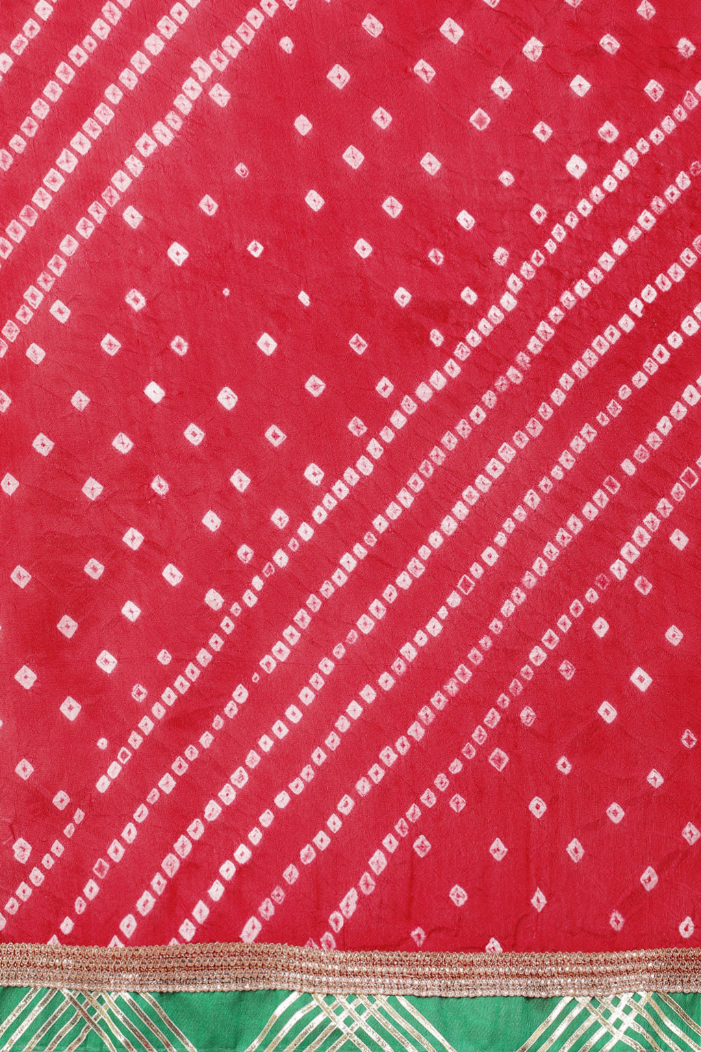 Red Bandhani Art Silk Saree With Lace