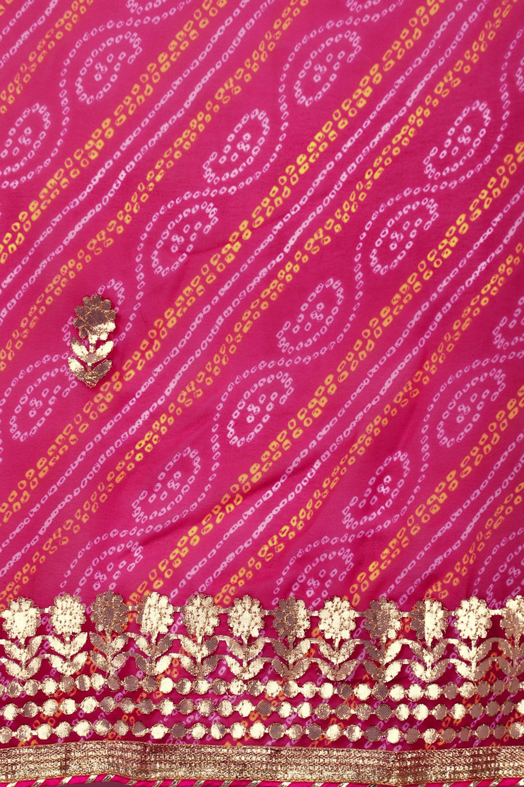 Magenta Pink Handcrafted Gota Patti & Bandhani Georgette Saree