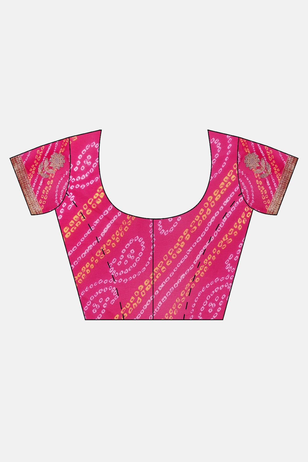 Magenta Pink Handcrafted Gota Patti & Bandhani Georgette Saree