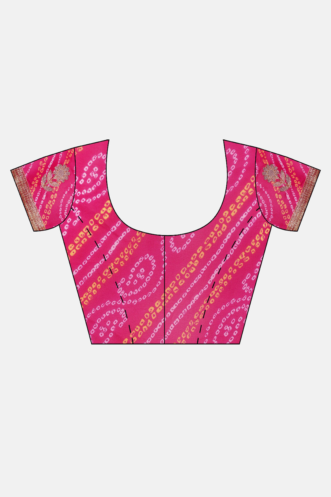 Magenta Pink Handcrafted Gota Patti & Bandhani Georgette Saree