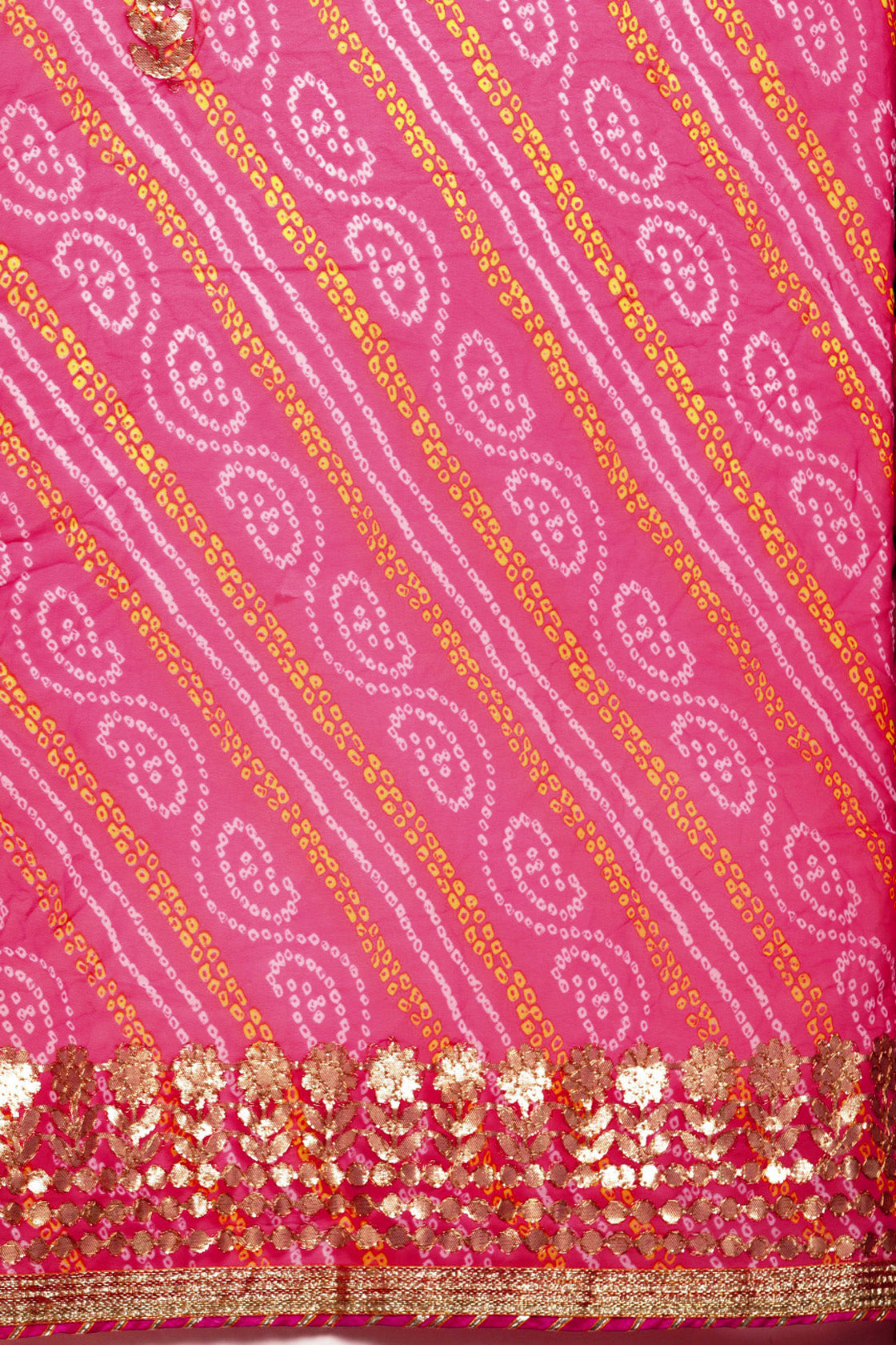 Pink Handcrafted Gota Patti & Bandhani Georgette Saree