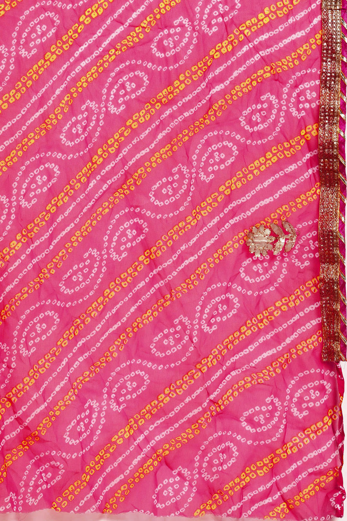 Pink Handcrafted Gota Patti & Bandhani Georgette Saree